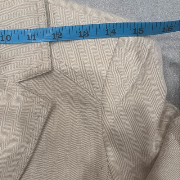 [40/US S/M]WMN Cream Linen Blend Summer/Spring Blazer Single Breast 2 Button - Picture 9 of 13